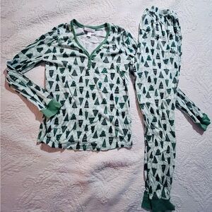 NEW LC LAUREN CONRAD Cozy Green Tree Print Pajamas, Women’s Size M